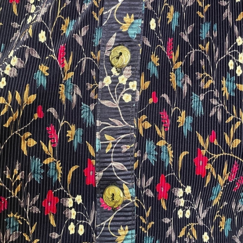 Andreana USA Vintage Blue Floral Blouse Long Sleeve Button Up Multi color floral - Picture 2 of 5